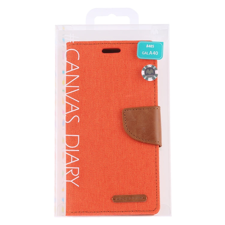 GOOSPERY CANVAS DIARY Canvas Texture Horizontal Flip PU Leather Case for Galaxy A40, with Holder & Card Slots & Wallet