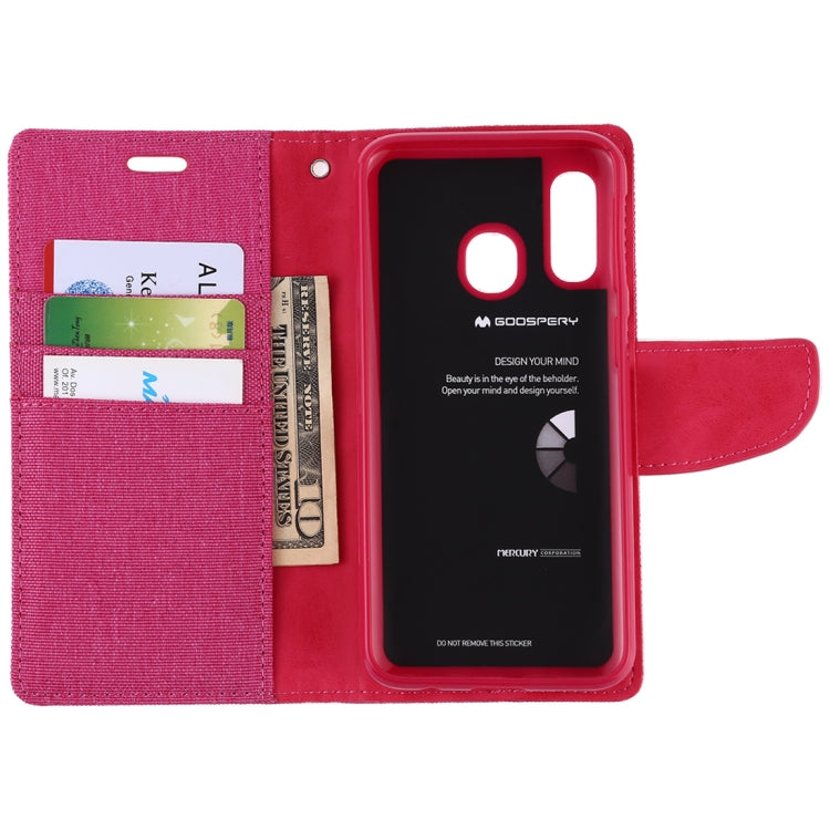 GOOSPERY CANVAS DIARY Canvas Texture Horizontal Flip PU Leather Case for Galaxy A40, with Holder & Card Slots & Wallet
