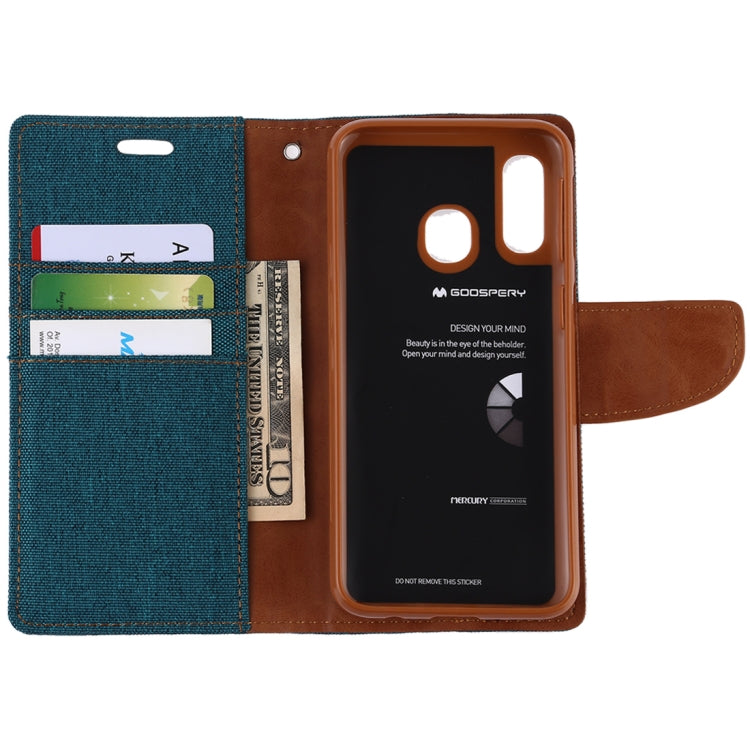 GOOSPERY CANVAS DIARY Canvas Texture Horizontal Flip PU Leather Case for Galaxy A40, with Holder & Card Slots & Wallet