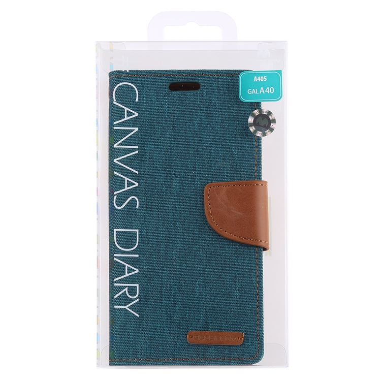 GOOSPERY CANVAS DIARY Canvas Texture Horizontal Flip PU Leather Case for Galaxy A40, with Holder & Card Slots & Wallet