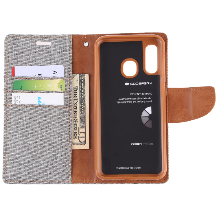 GOOSPERY CANVAS DIARY Canvas Texture Horizontal Flip PU Leather Case for Galaxy A40, with Holder & Card Slots & Wallet