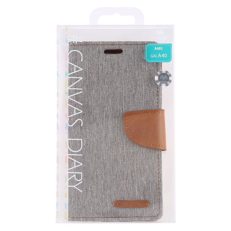 GOOSPERY CANVAS DIARY Canvas Texture Horizontal Flip PU Leather Case for Galaxy A40, with Holder & Card Slots & Wallet