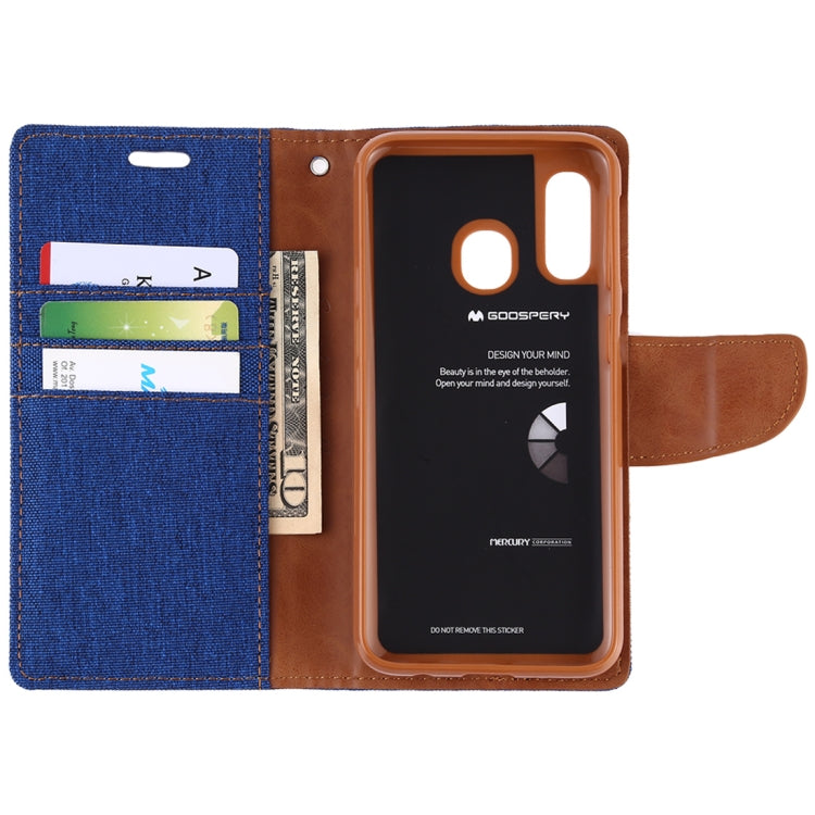 GOOSPERY CANVAS DIARY Canvas Texture Horizontal Flip PU Leather Case for Galaxy A40, with Holder & Card Slots & Wallet