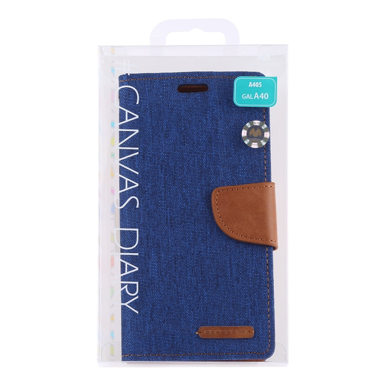 GOOSPERY CANVAS DIARY Canvas Texture Horizontal Flip PU Leather Case for Galaxy A40, with Holder & Card Slots & Wallet