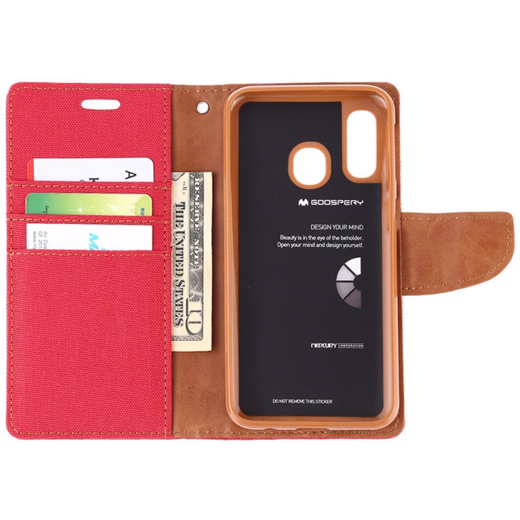 GOOSPERY CANVAS DIARY Canvas Texture Horizontal Flip PU Leather Case for Galaxy A40, with Holder & Card Slots & Wallet