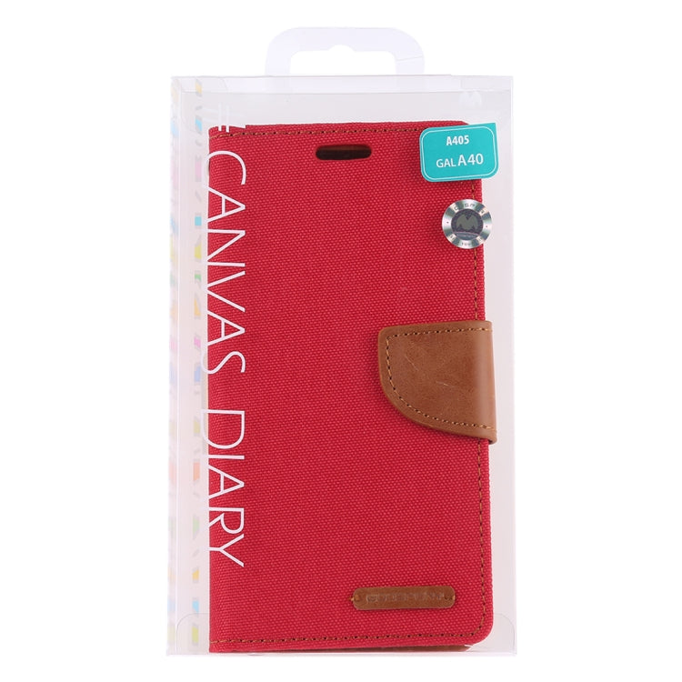 GOOSPERY CANVAS DIARY Canvas Texture Horizontal Flip PU Leather Case for Galaxy A40, with Holder & Card Slots & Wallet
