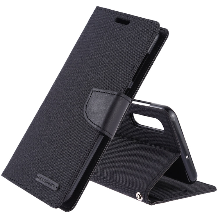 GOOSPERY CANVAS DIARY Canvas Texture Horizontal Flip PU Leather Case for Galaxy A50, with Holder & Card Slots & Wallet