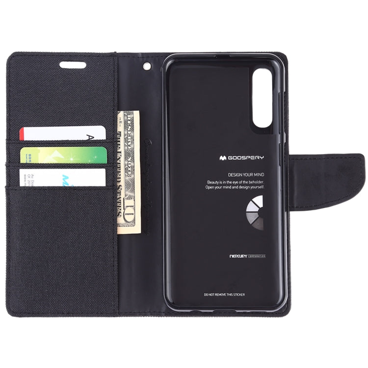 GOOSPERY CANVAS DIARY Canvas Texture Horizontal Flip PU Leather Case for Galaxy A50, with Holder & Card Slots & Wallet