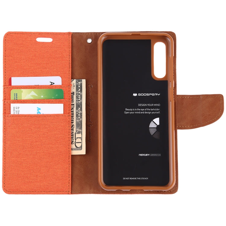 GOOSPERY CANVAS DIARY Canvas Texture Horizontal Flip PU Leather Case for Galaxy A50, with Holder & Card Slots & Wallet