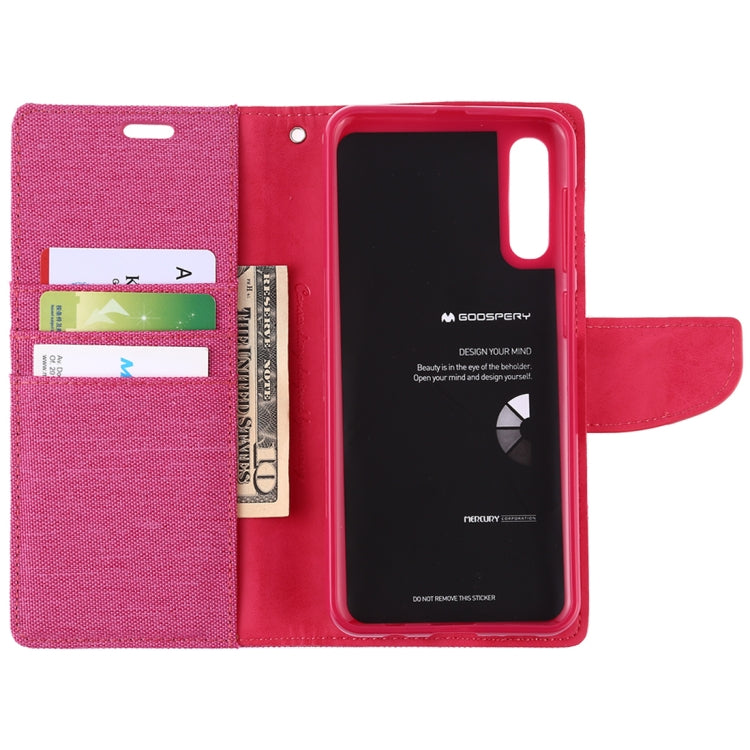 GOOSPERY CANVAS DIARY Canvas Texture Horizontal Flip PU Leather Case for Galaxy A50, with Holder & Card Slots & Wallet