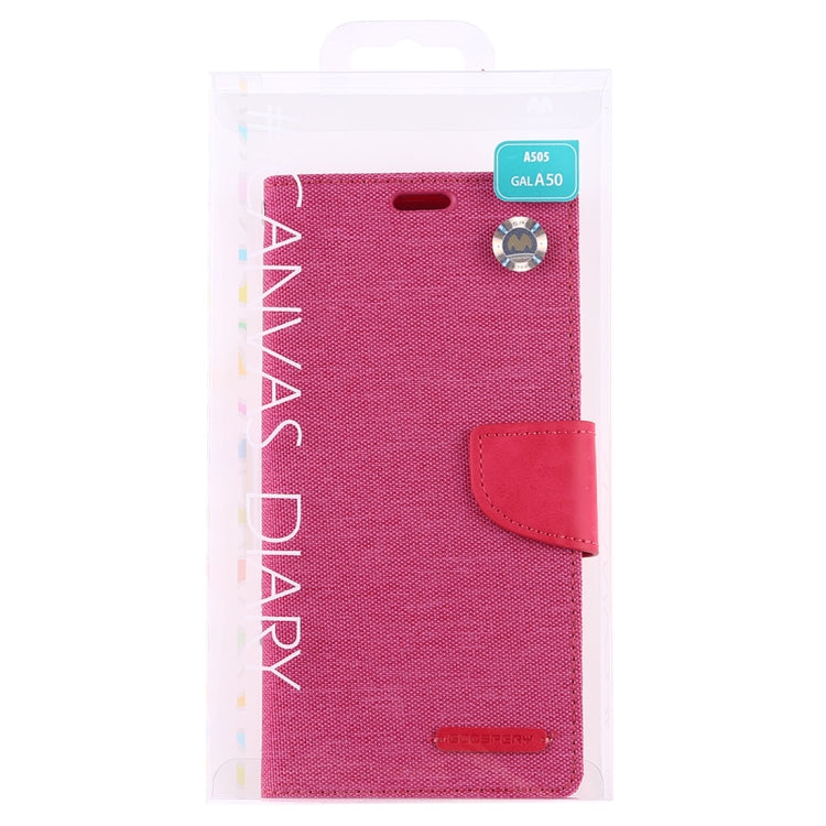 GOOSPERY CANVAS DIARY Canvas Texture Horizontal Flip PU Leather Case for Galaxy A50, with Holder & Card Slots & Wallet