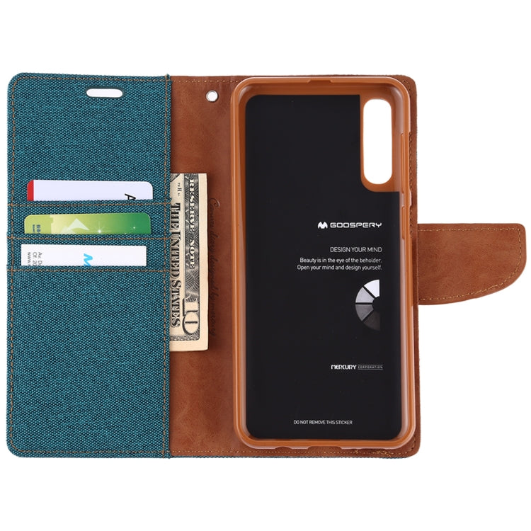 GOOSPERY CANVAS DIARY Canvas Texture Horizontal Flip PU Leather Case for Galaxy A50, with Holder & Card Slots & Wallet