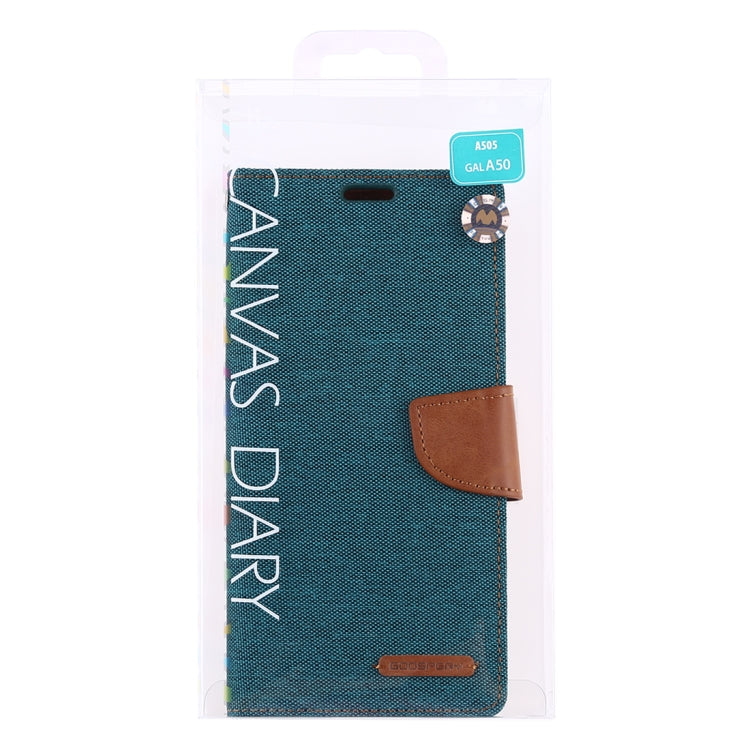 GOOSPERY CANVAS DIARY Canvas Texture Horizontal Flip PU Leather Case for Galaxy A50, with Holder & Card Slots & Wallet