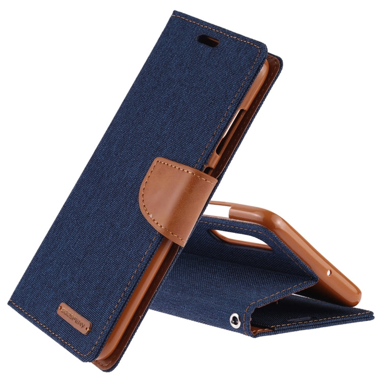 GOOSPERY CANVAS DIARY Canvas Texture Horizontal Flip PU Leather Case for Galaxy A70, with Holder & Card Slots & Wallet