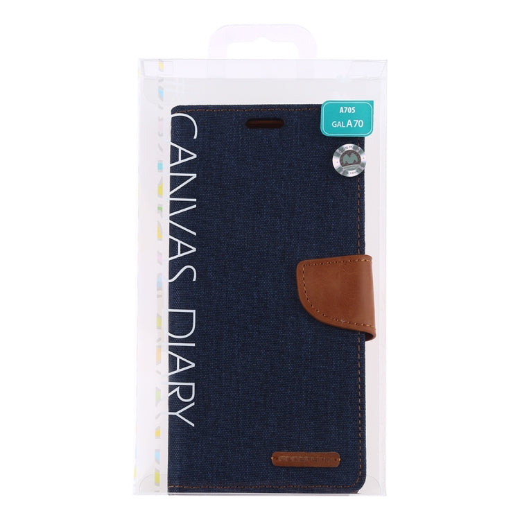 GOOSPERY CANVAS DIARY Canvas Texture Horizontal Flip PU Leather Case for Galaxy A70, with Holder & Card Slots & Wallet