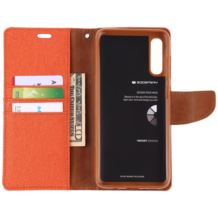 GOOSPERY CANVAS DIARY Canvas Texture Horizontal Flip PU Leather Case for Galaxy A70, with Holder & Card Slots & Wallet