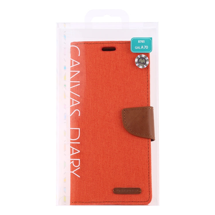 GOOSPERY CANVAS DIARY Canvas Texture Horizontal Flip PU Leather Case for Galaxy A70, with Holder & Card Slots & Wallet
