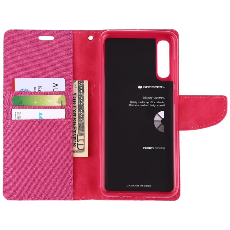 GOOSPERY CANVAS DIARY Canvas Texture Horizontal Flip PU Leather Case for Galaxy A70, with Holder & Card Slots & Wallet