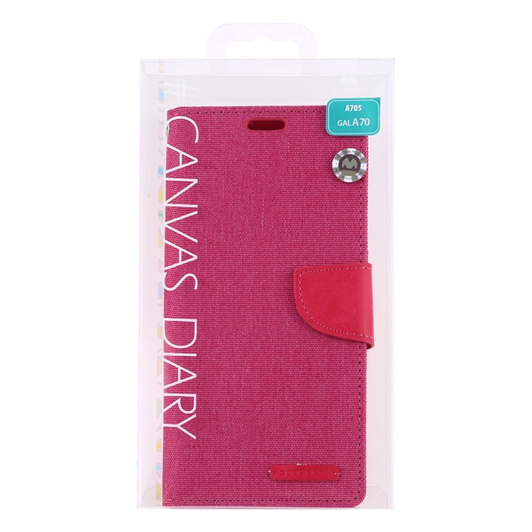 GOOSPERY CANVAS DIARY Canvas Texture Horizontal Flip PU Leather Case for Galaxy A70, with Holder & Card Slots & Wallet