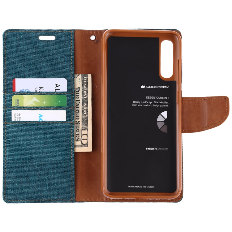 GOOSPERY CANVAS DIARY Canvas Texture Horizontal Flip PU Leather Case for Galaxy A70, with Holder & Card Slots & Wallet