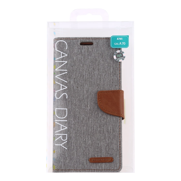 GOOSPERY CANVAS DIARY Canvas Texture Horizontal Flip PU Leather Case for Galaxy A70, with Holder & Card Slots & Wallet