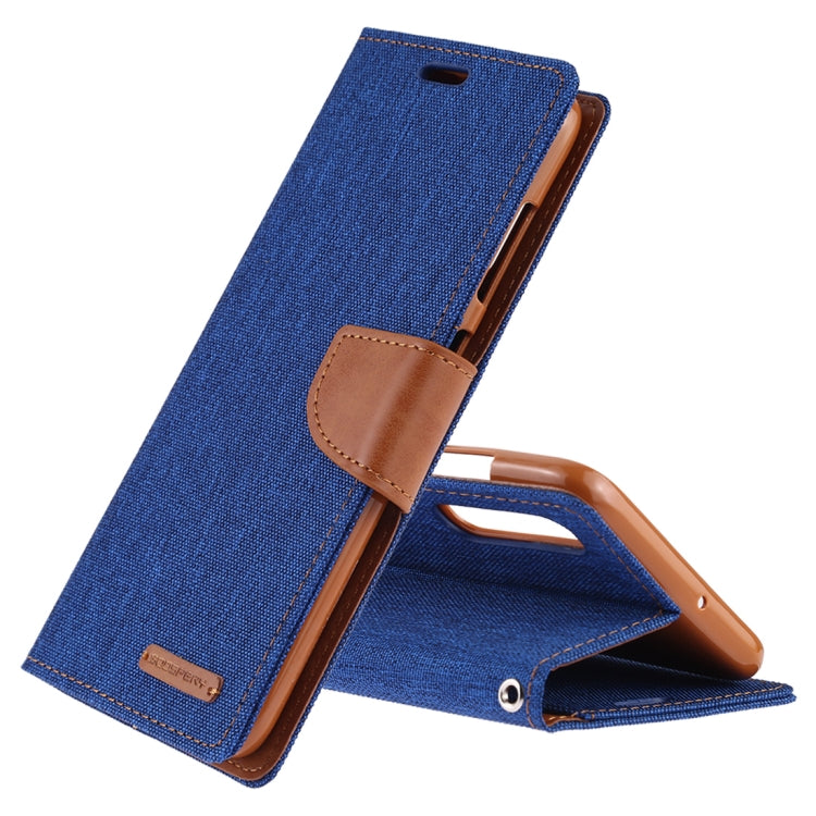 GOOSPERY CANVAS DIARY Canvas Texture Horizontal Flip PU Leather Case for Galaxy A70, with Holder & Card Slots & Wallet