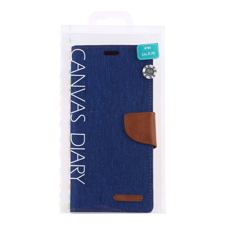 GOOSPERY CANVAS DIARY Canvas Texture Horizontal Flip PU Leather Case for Galaxy A70, with Holder & Card Slots & Wallet