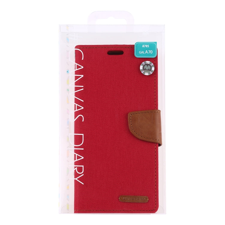 GOOSPERY CANVAS DIARY Canvas Texture Horizontal Flip PU Leather Case for Galaxy A70, with Holder & Card Slots & Wallet