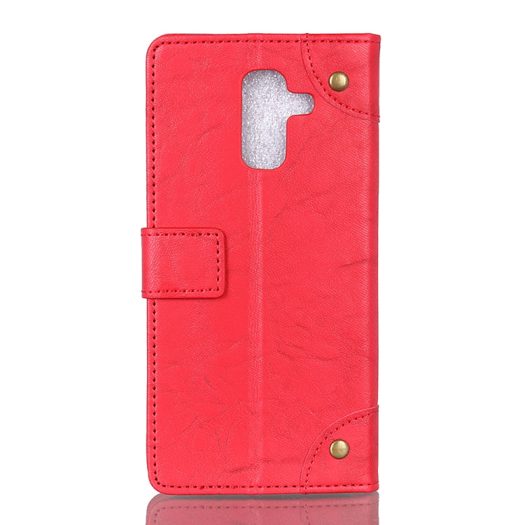 Copper Buckle Retro Crazy Horse Texture Horizontal Flip Leather Case for Galaxy A8+ (2018), with Holder & Card Slots & Wallet