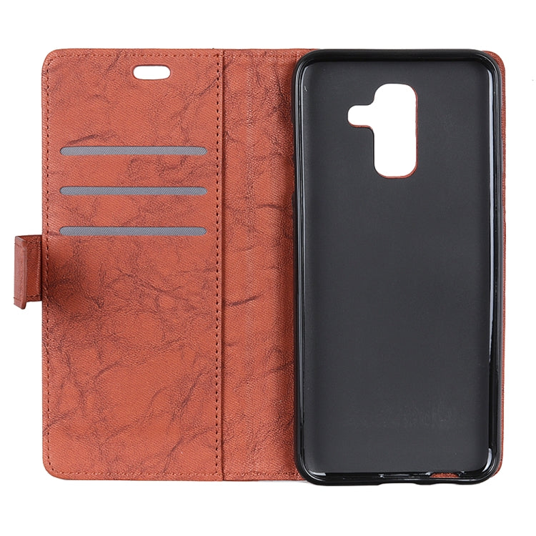 Copper Buckle Retro Crazy Horse Texture Horizontal Flip Leather Case for Galaxy A8+ (2018), with Holder & Card Slots & Wallet