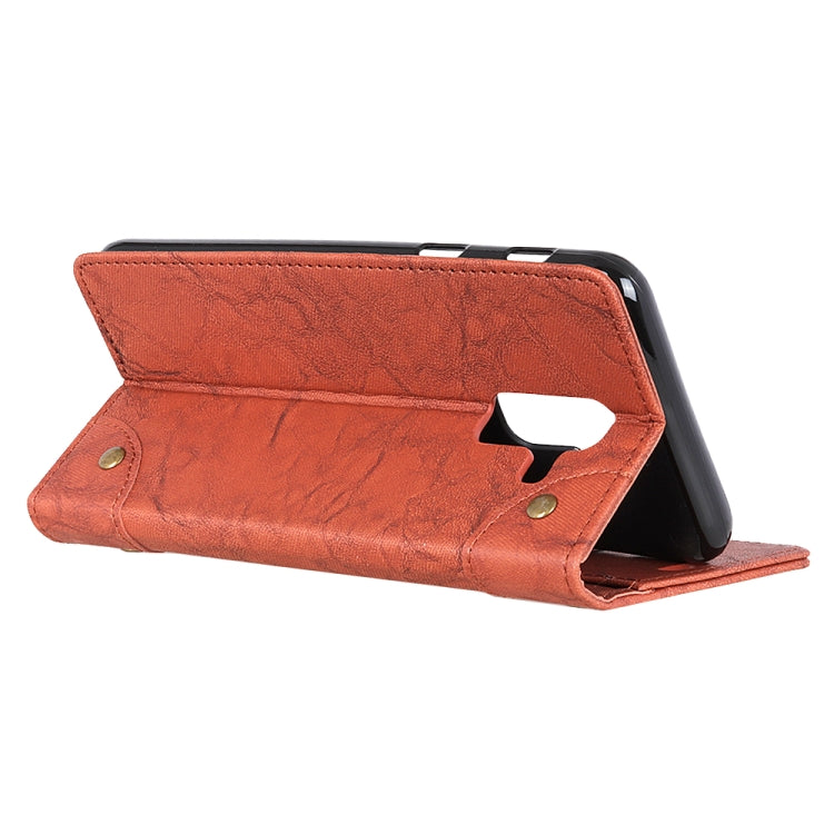 Copper Buckle Retro Crazy Horse Texture Horizontal Flip Leather Case for Galaxy A8+ (2018), with Holder & Card Slots & Wallet