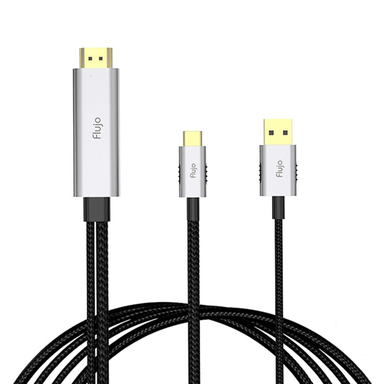 Flujo X30 USB-C / Type-C to 4K HDMI + USB 2.0 Charging Port Adapter Nylon Braided Cable, Cable Length: 2m