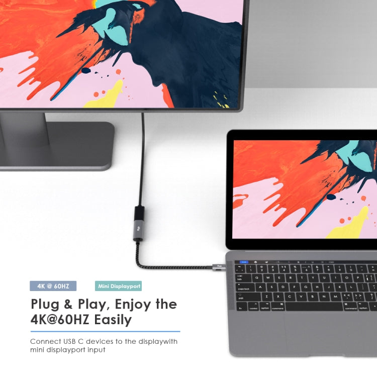 Flujo X32 USB-C / Type-C to Mini DP Female Adapter Nylon Braided Cable, Cable Length: 15cm