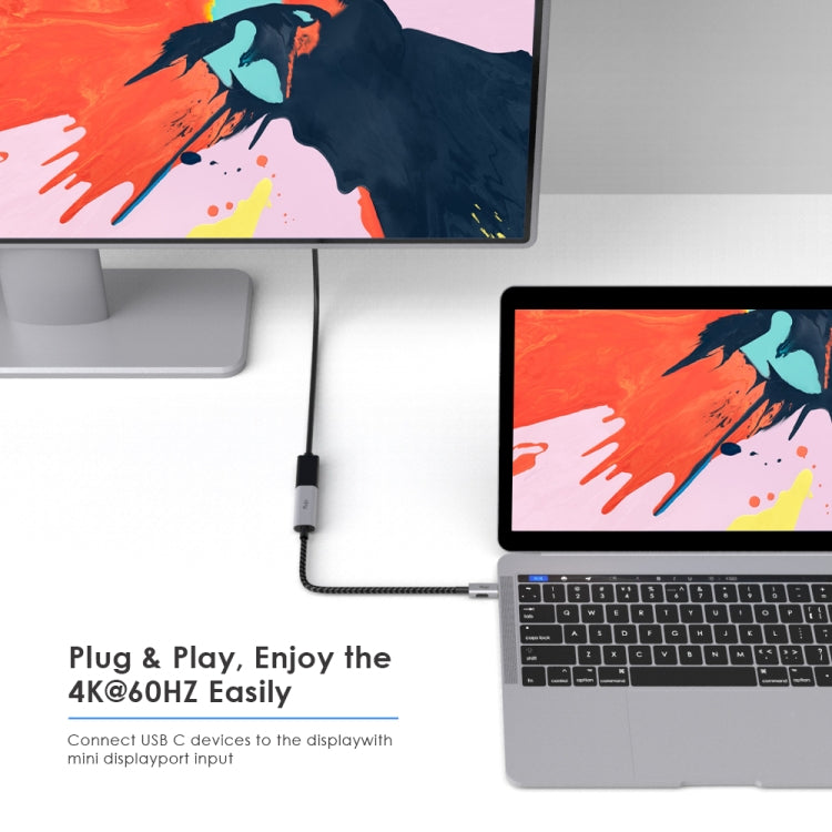 Flujo X32 USB-C / Type-C to Mini DP Female Adapter Nylon Braided Cable, Cable Length: 15cm