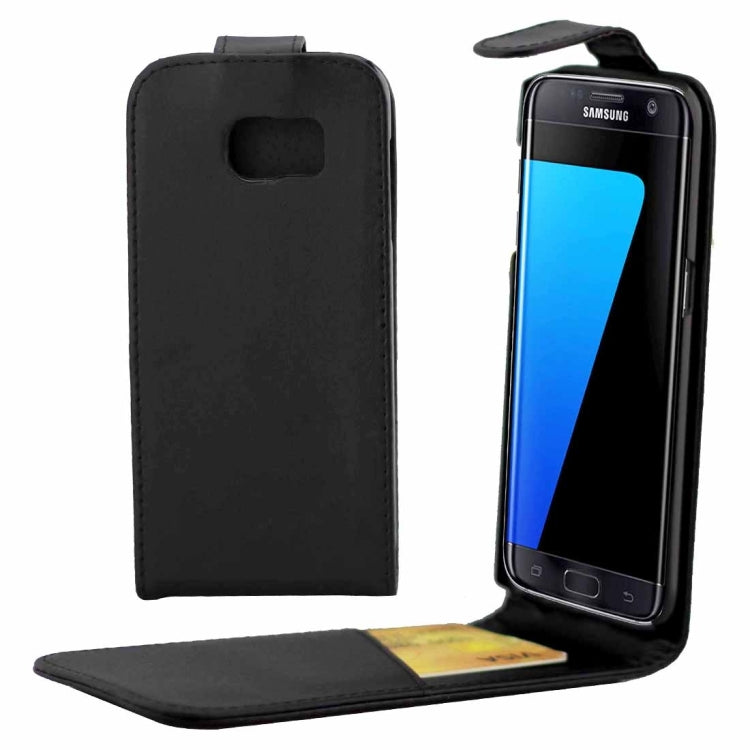 For Galaxy S7 Edge / G935 Plain Texture Vertical Flip Leather Case Waist Bag with Magnetic Buckle & Card Slot