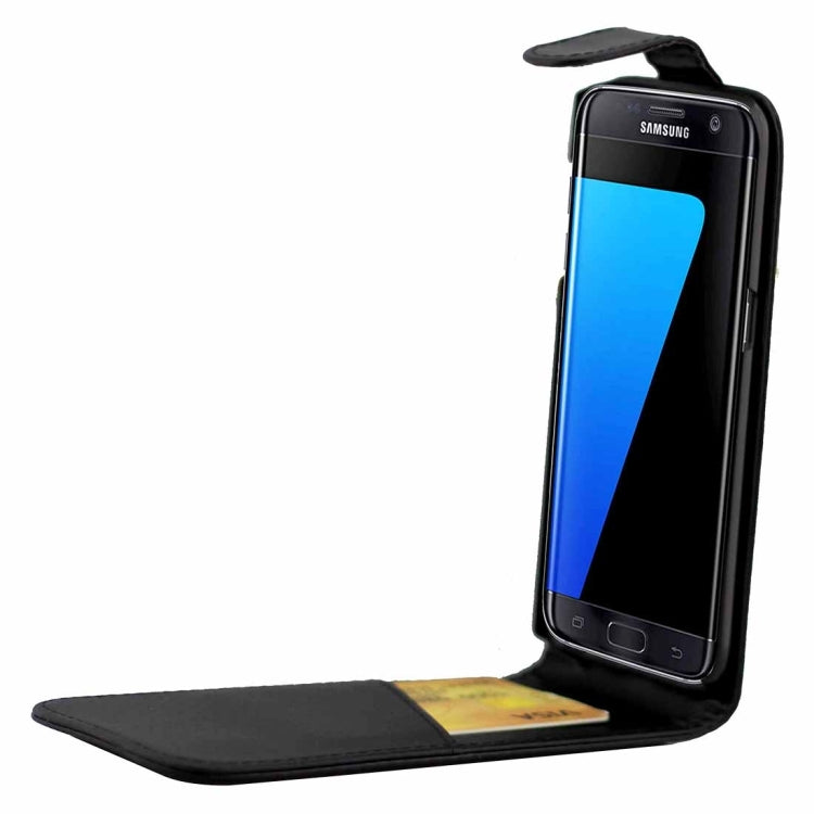 For Galaxy S7 Edge / G935 Plain Texture Vertical Flip Leather Case Waist Bag with Magnetic Buckle & Card Slot