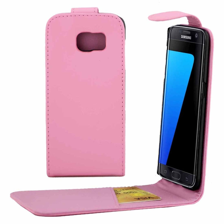 For Galaxy S7 Edge / G935 Plain Texture Vertical Flip Leather Case Waist Bag with Magnetic Buckle & Card Slot