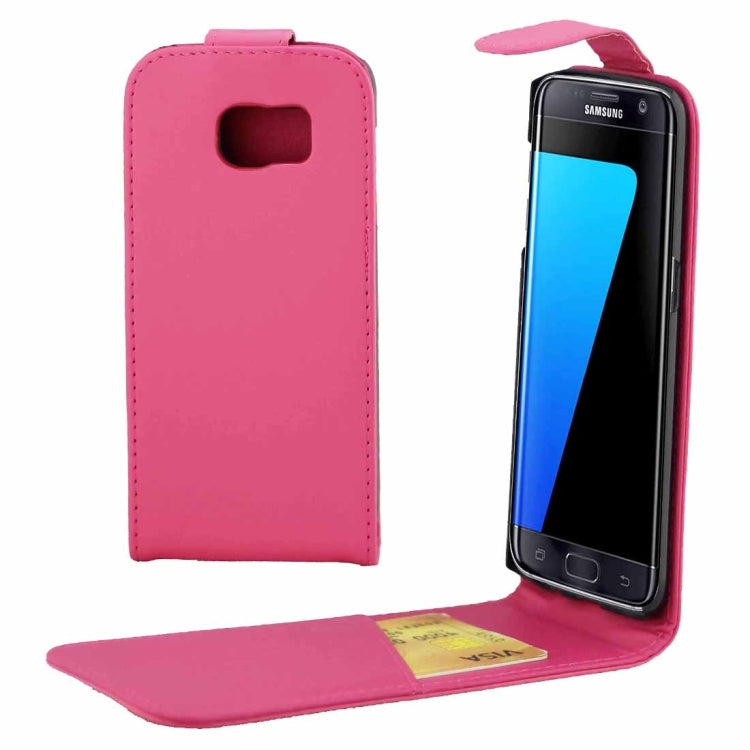 For Galaxy S7 Edge / G935 Plain Texture Vertical Flip Leather Case Waist Bag with Magnetic Buckle & Card Slot