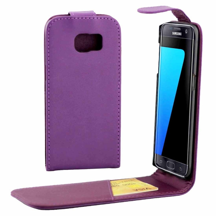 For Galaxy S7 Edge / G935 Plain Texture Vertical Flip Leather Case Waist Bag with Magnetic Buckle & Card Slot
