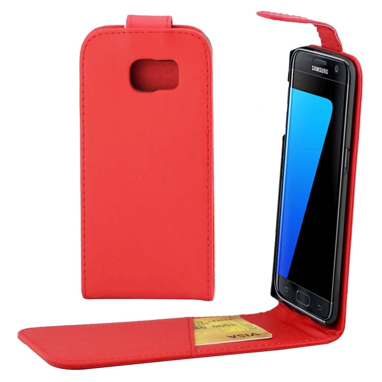 For Galaxy S7 Edge / G935 Plain Texture Vertical Flip Leather Case Waist Bag with Magnetic Buckle & Card Slot