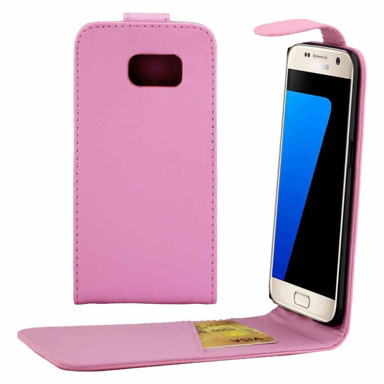 For Galaxy S7 / G930 Plain Texture Vertical Flip Leather Case Waist Bag with Magnetic Buckle & Card Slot