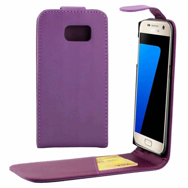 For Galaxy S7 / G930 Plain Texture Vertical Flip Leather Case Waist Bag with Magnetic Buckle & Card Slot