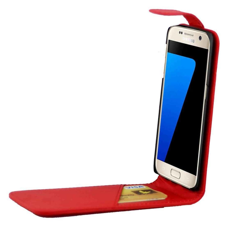 For Galaxy S7 / G930 Plain Texture Vertical Flip Leather Case Waist Bag with Magnetic Buckle & Card Slot