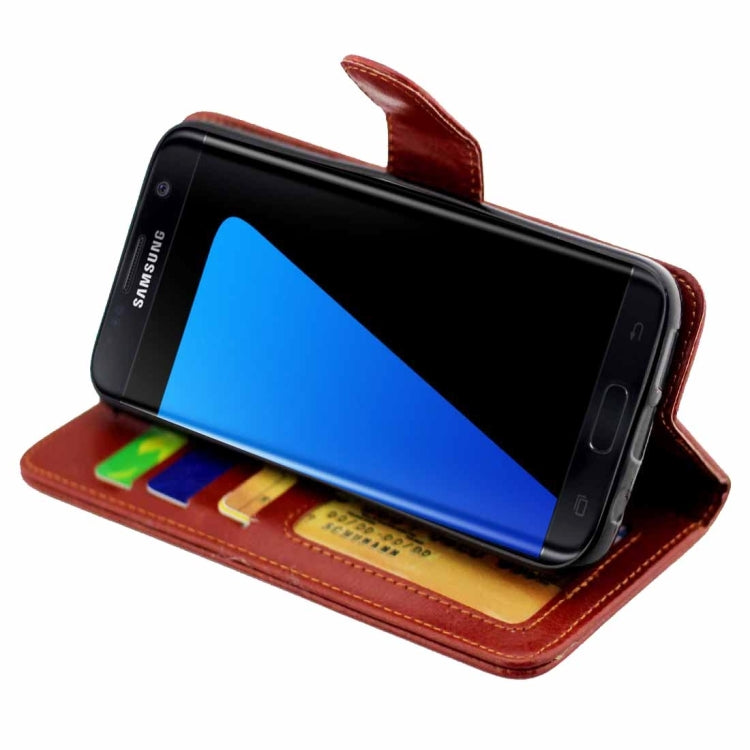 For Galaxy S7 Edge / G935 Crazy Horse Texture Horizontal Flip Magnetic Snap Leather Case with Adjustable Holder & Card Slots & Photo Frame & Wallet