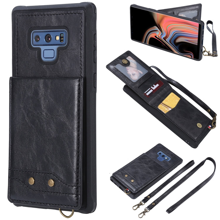 Vertical Flip Fashion Shockproof Leather Case for Galaxy Note9, with Holder & Photo Frame & Card Slots & Lanyard