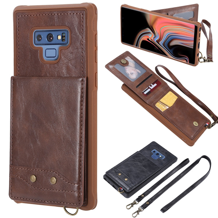 Vertical Flip Fashion Shockproof Leather Case for Galaxy Note9, with Holder & Photo Frame & Card Slots & Lanyard