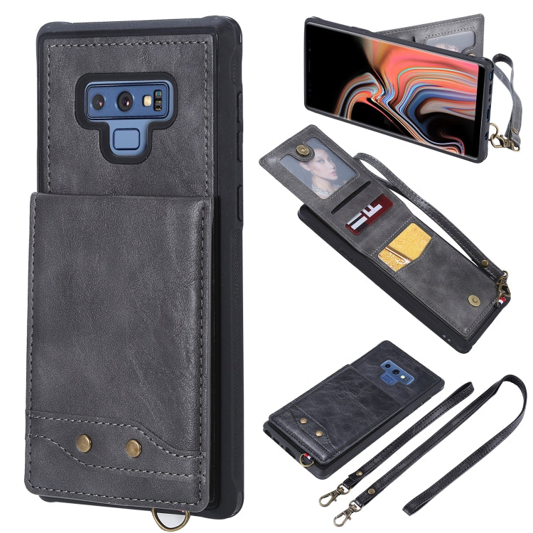 Vertical Flip Fashion Shockproof Leather Case for Galaxy Note9, with Holder & Photo Frame & Card Slots & Lanyard