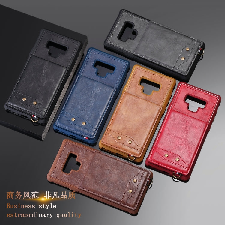 Vertical Flip Fashion Shockproof Leather Case for Galaxy Note9, with Holder & Photo Frame & Card Slots & Lanyard