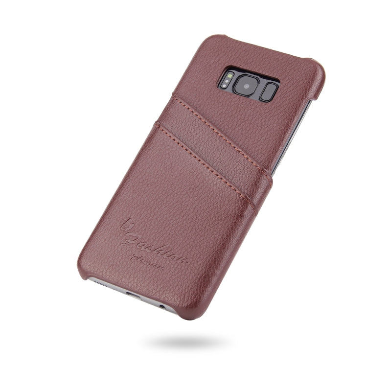 Fierre Shann Litchi Texture Genuine Leather Case for Galaxy S8, with Card Slots