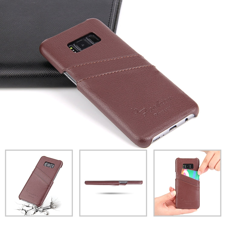 Fierre Shann Litchi Texture Genuine Leather Case for Galaxy S8, with Card Slots